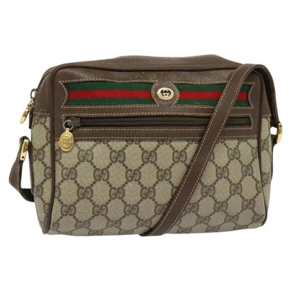 GUCCI GG Supreme Web Sherry Line Shoulder Bag PVC Beige - Picture 1 of 16